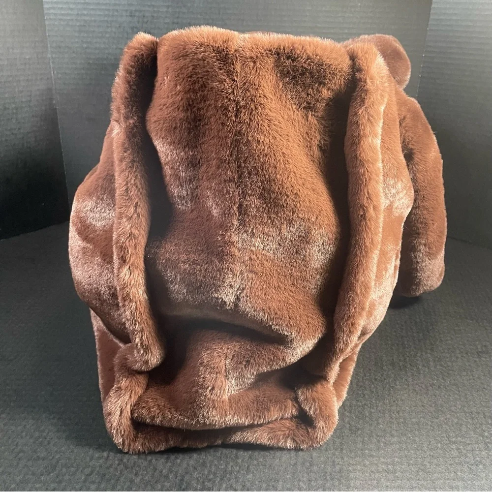LUSCIOUS GREAT GIFT!! BNWT Pinko Debossed faux fur plush tote brown PRICE FIRM - Picture 6 of 16